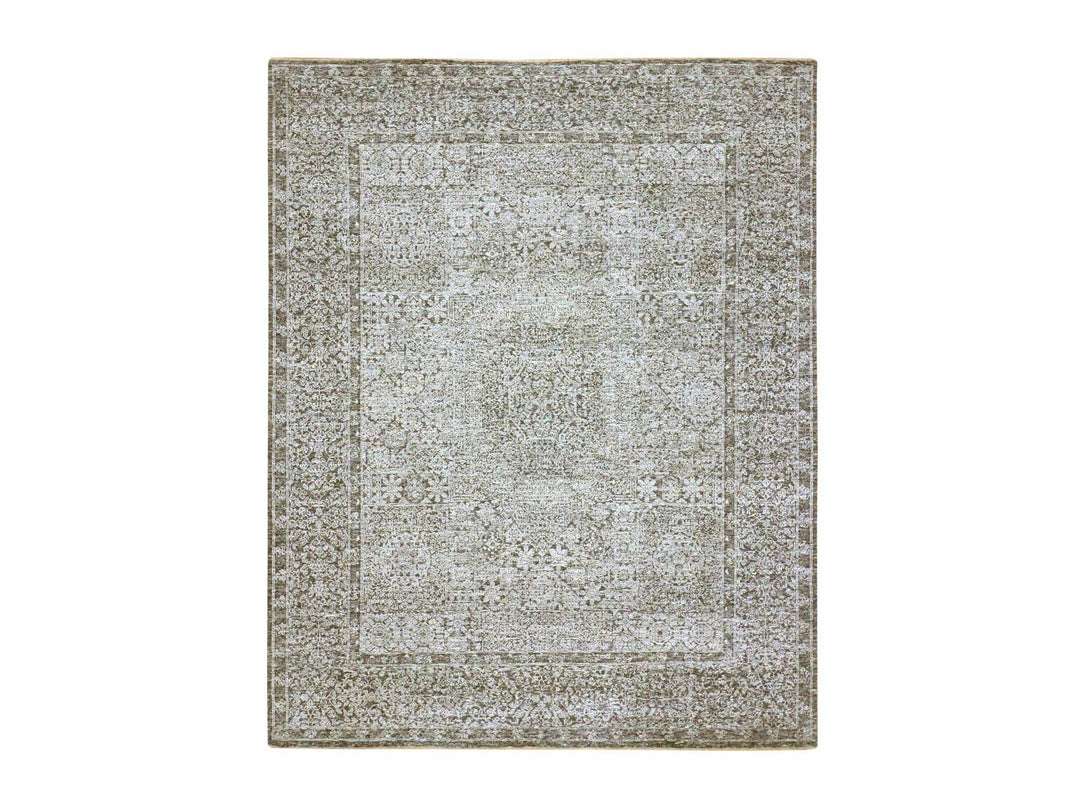 8'1" x 10'1" New Hand Knotted Grey Wool Rectangle Oriental Rug - MOA10276540