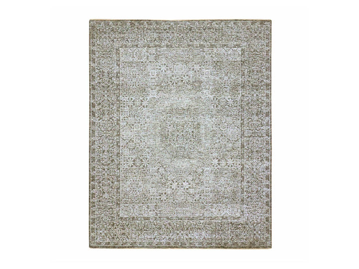 8'1" x 10'1" New Hand Knotted Grey Wool Rectangle Oriental Rug - MOA10276540