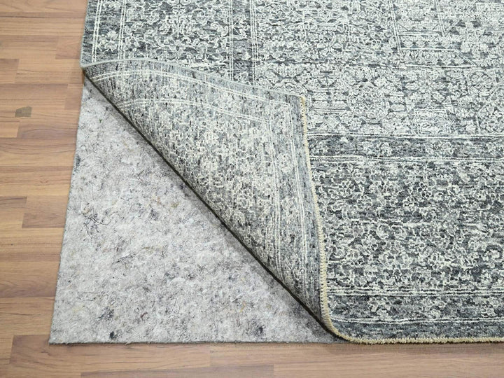 8'1" x 10'1" New Hand Knotted Grey Wool Rectangle Oriental Rug - MOA10276540