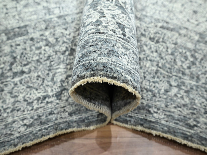 8'1" x 10'1" New Hand Knotted Grey Wool Rectangle Oriental Rug - MOA10276540