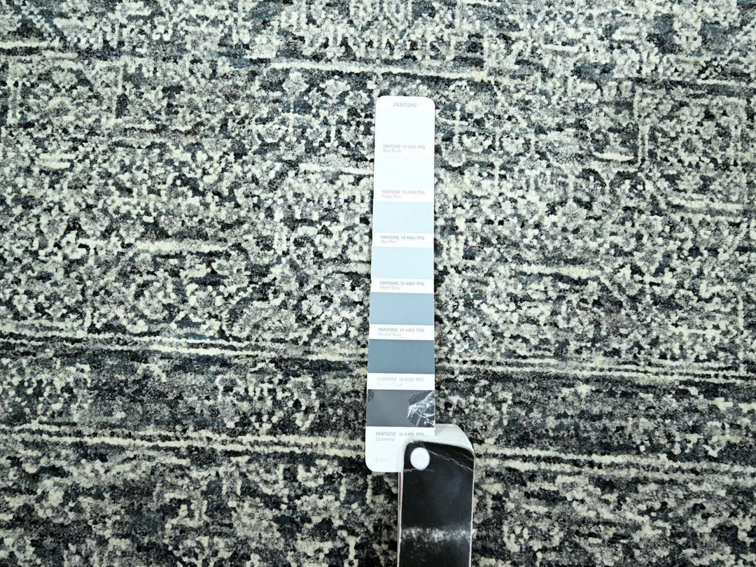 8'1" x 10'1" New Hand Knotted Grey Wool Rectangle Oriental Rug - MOA10276540