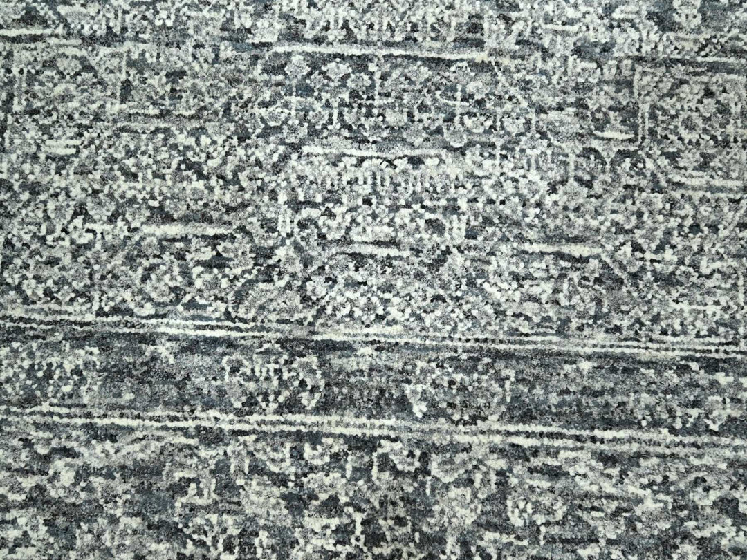 8'1" x 10'1" New Hand Knotted Grey Wool Rectangle Oriental Rug - MOA10276540