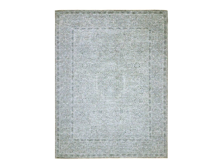 9'2" x 12'1" New Hand Knotted Grey Wool Rectangle Oriental Rug - MOA10276541