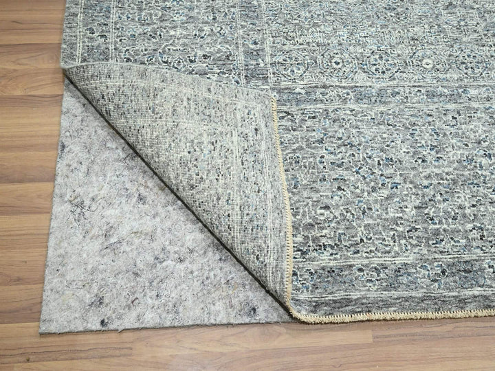 9'2" x 12'1" New Hand Knotted Grey Wool Rectangle Oriental Rug - MOA10276541