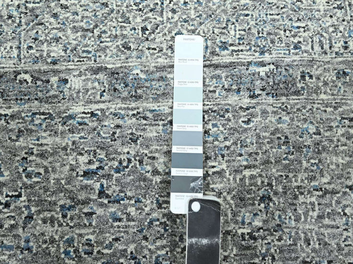 9'2" x 12'1" New Hand Knotted Grey Wool Rectangle Oriental Rug - MOA10276541