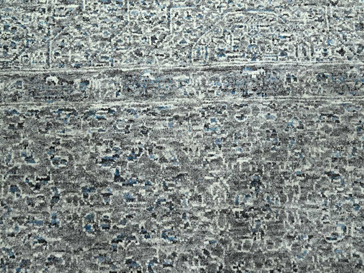 9'2" x 12'1" New Hand Knotted Grey Wool Rectangle Oriental Rug - MOA10276541