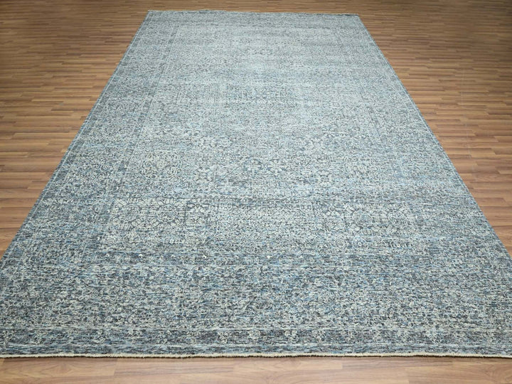 8'11" x 12'0" New Hand Knotted Blue Wool Rectangle Oriental Rug - MOA10276542