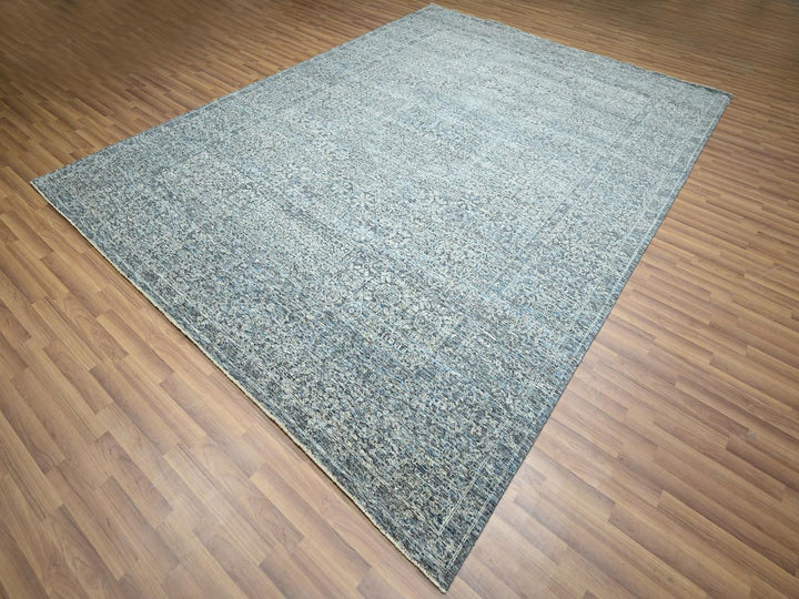 8'11" x 12'0" New Hand Knotted Blue Wool Rectangle Oriental Rug - MOA10276542