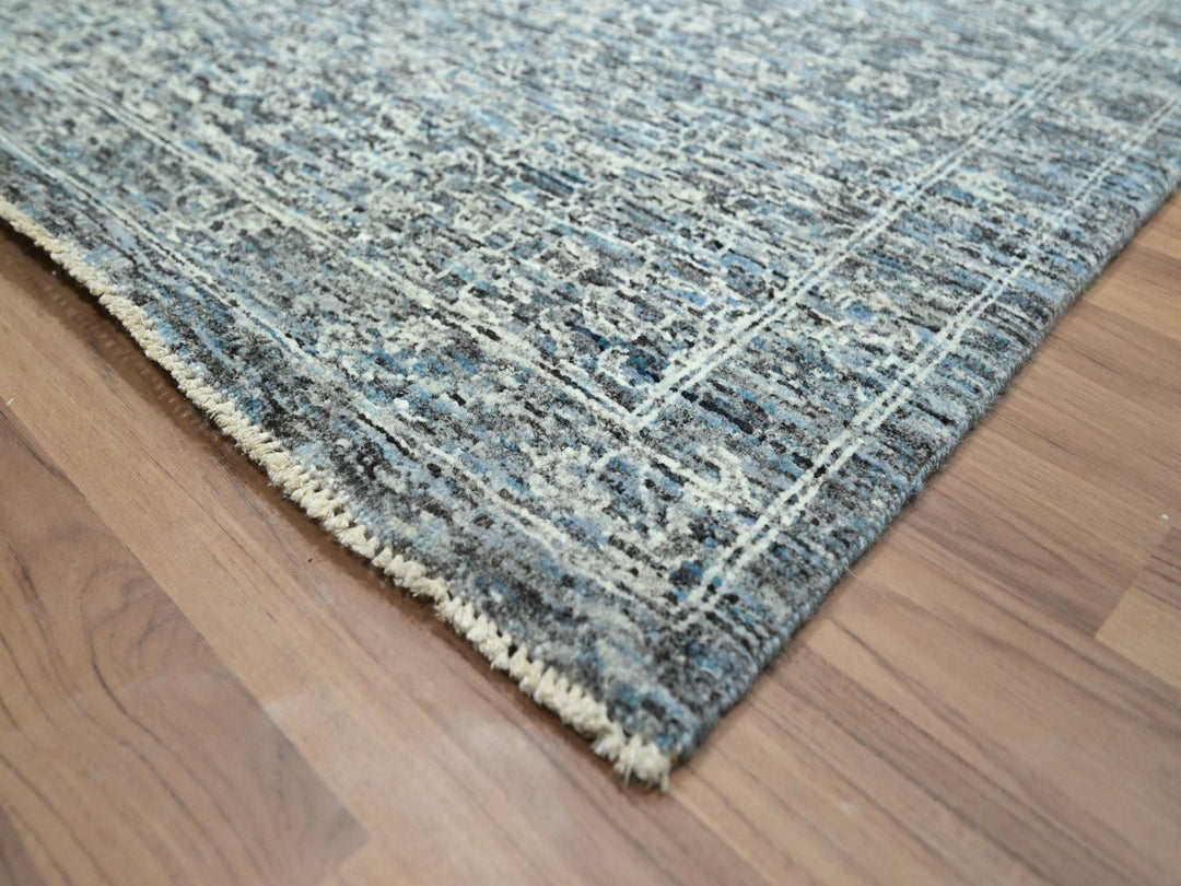 8'11" x 12'0" New Hand Knotted Blue Wool Rectangle Oriental Rug - MOA10276542