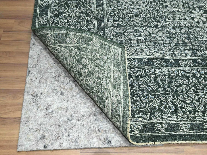 8'0" x 10'0" New Hand Knotted Green Wool Rectangle Oriental Rug - MOA10276543