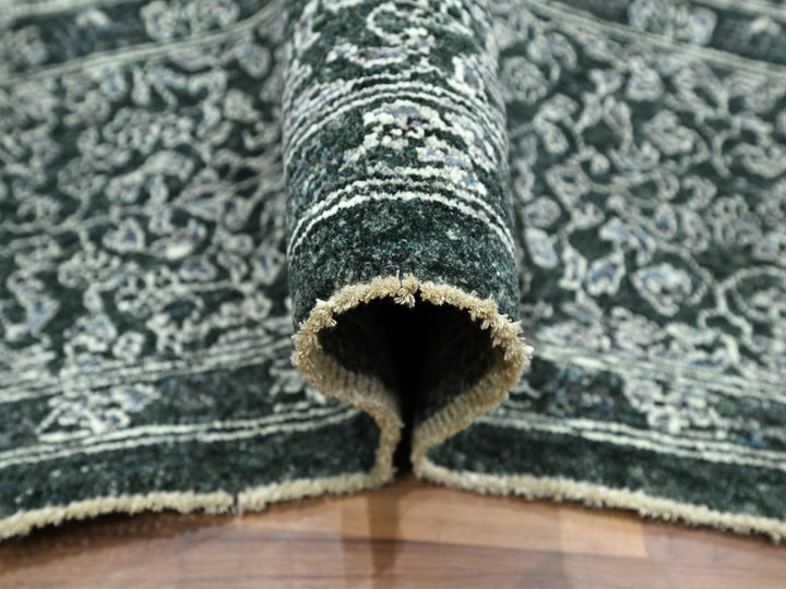 8'0" x 10'0" New Hand Knotted Green Wool Rectangle Oriental Rug - MOA10276543