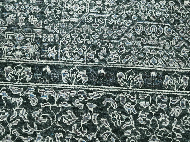 8'0" x 10'0" New Hand Knotted Green Wool Rectangle Oriental Rug - MOA10276543