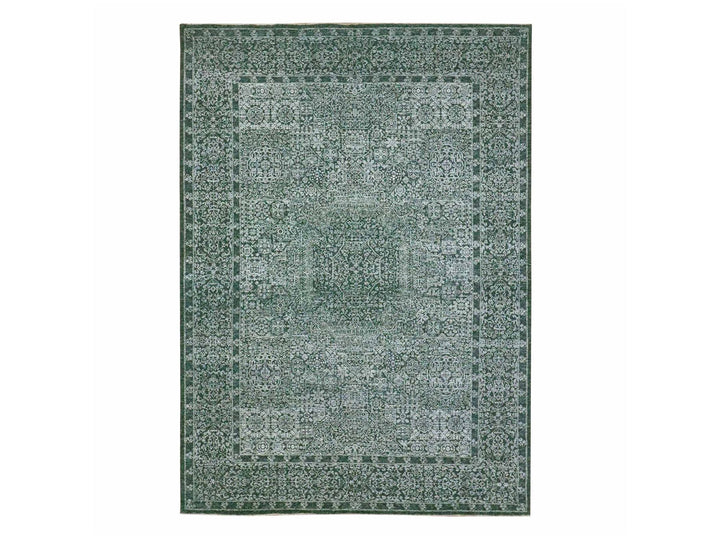8'3" x 11'6" New Hand Knotted Green Wool Rectangle Oriental Rug - MOA10276545