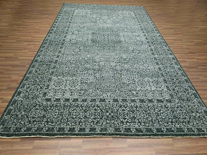 8'3" x 11'6" New Hand Knotted Green Wool Rectangle Oriental Rug - MOA10276545