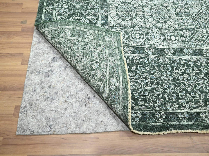 8'3" x 11'6" New Hand Knotted Green Wool Rectangle Oriental Rug - MOA10276545