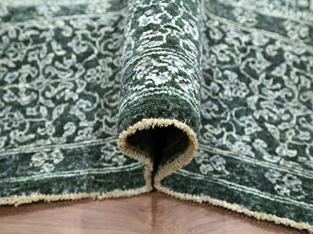 8'3" x 11'6" New Hand Knotted Green Wool Rectangle Oriental Rug - MOA10276545
