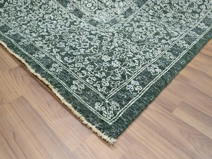 8'3" x 11'6" New Hand Knotted Green Wool Rectangle Oriental Rug - MOA10276545