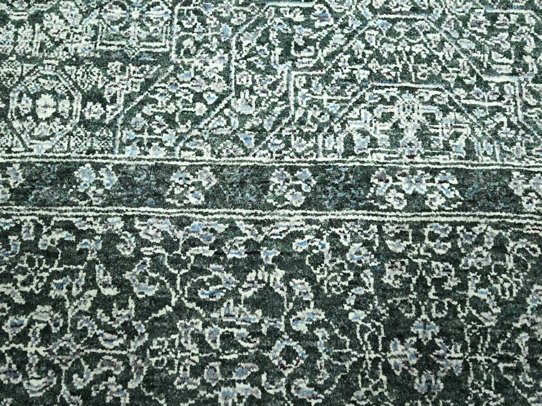 8'3" x 11'6" New Hand Knotted Green Wool Rectangle Oriental Rug - MOA10276545