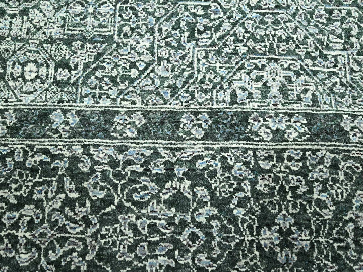 8'3" x 11'6" New Hand Knotted Green Wool Rectangle Oriental Rug - MOA10276545