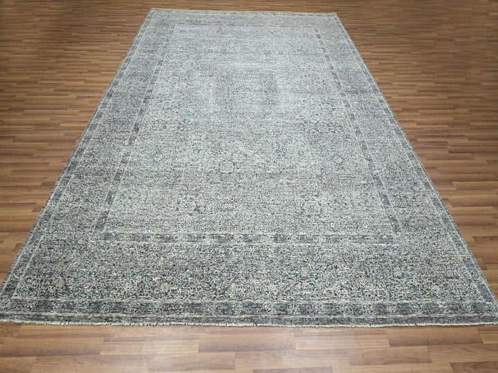 9'0" x 12'1" New Hand Knotted Grey Wool Rectangle Oriental Rug - MOA10276546