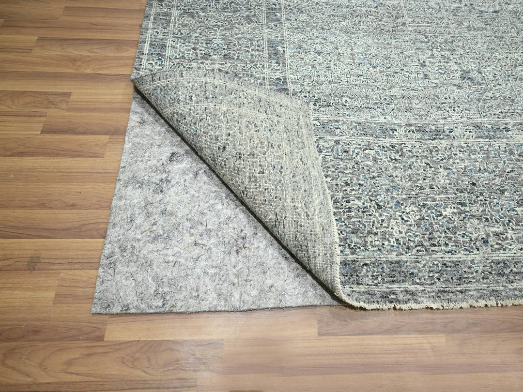 9'0" x 12'1" New Hand Knotted Grey Wool Rectangle Oriental Rug - MOA10276546