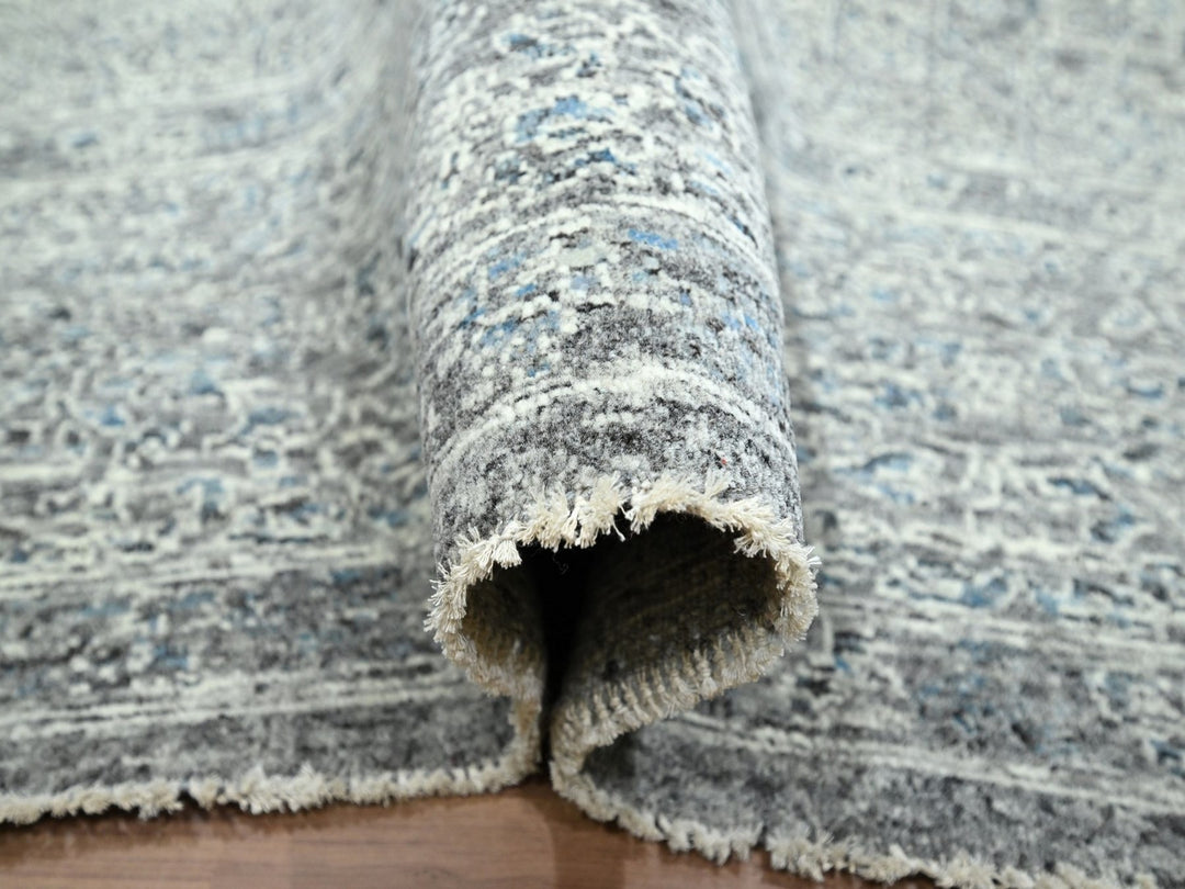 9'0" x 12'1" New Hand Knotted Grey Wool Rectangle Oriental Rug - MOA10276546