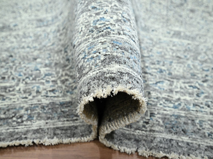 9'0" x 12'1" New Hand Knotted Grey Wool Rectangle Oriental Rug - MOA10276546