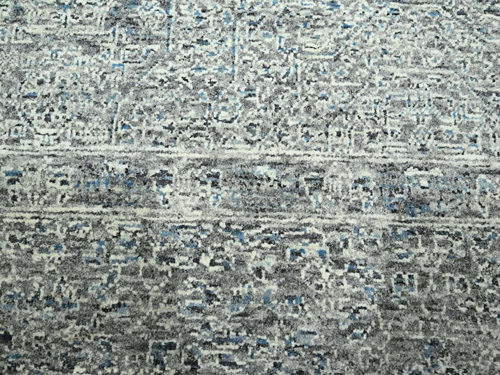 9'0" x 12'1" New Hand Knotted Grey Wool Rectangle Oriental Rug - MOA10276546