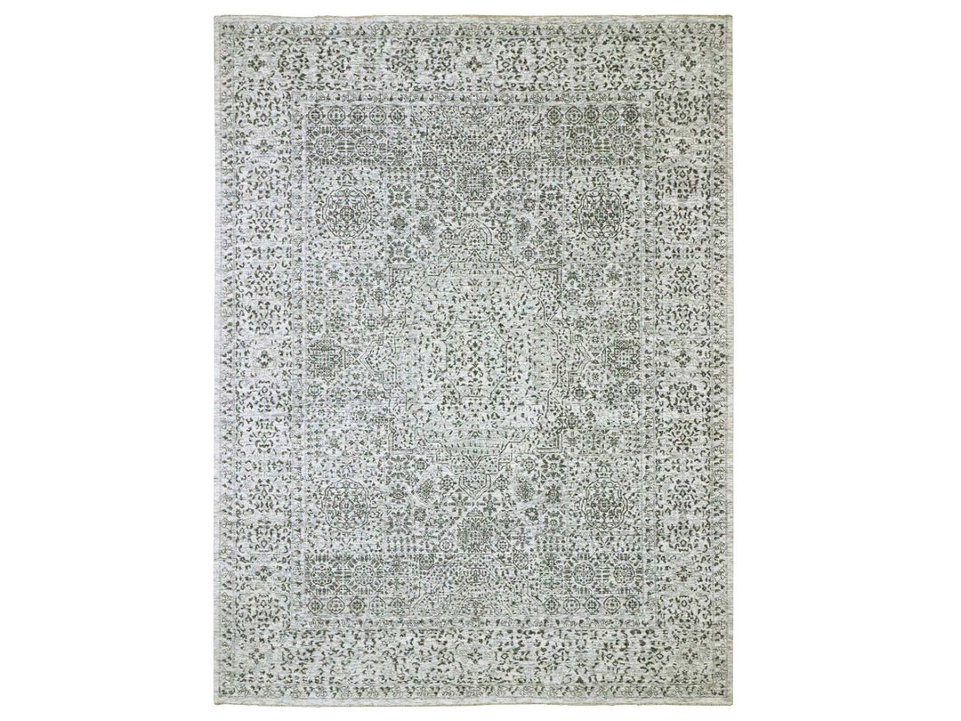 9'1" x 12'0" New Hand Knotted Ivory Wool Rectangle Oriental Rug - MOA10276547