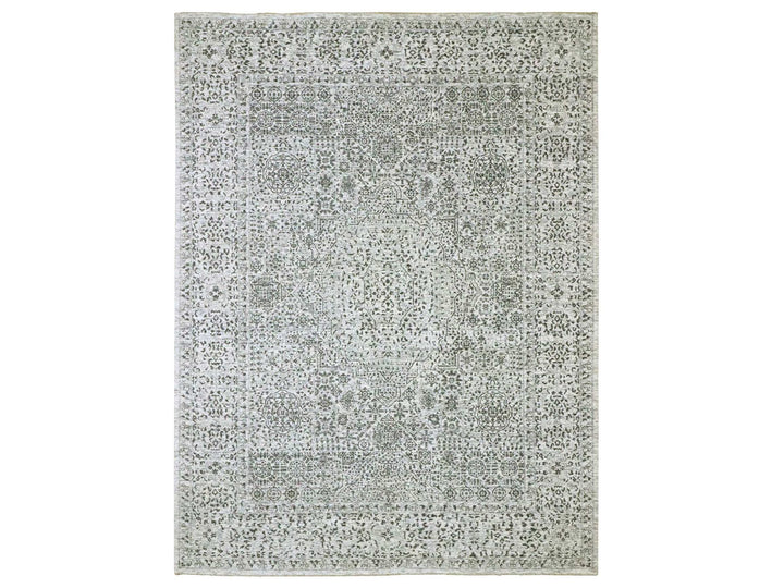 9'1" x 12'0" New Hand Knotted Ivory Wool Rectangle Oriental Rug - MOA10276547