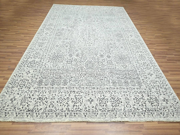 9'1" x 12'0" New Hand Knotted Ivory Wool Rectangle Oriental Rug - MOA10276547