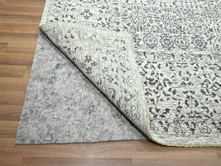 9'1" x 12'0" New Hand Knotted Ivory Wool Rectangle Oriental Rug - MOA10276547
