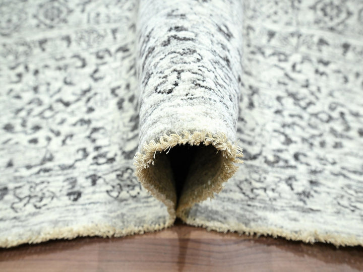 9'1" x 12'0" New Hand Knotted Ivory Wool Rectangle Oriental Rug - MOA10276547