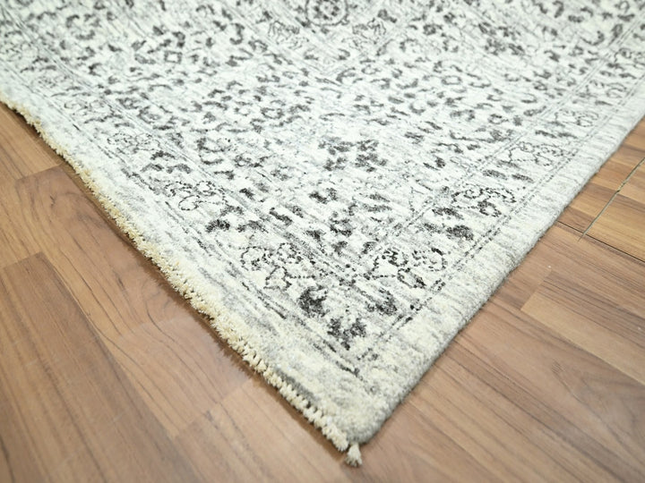 9'1" x 12'0" New Hand Knotted Ivory Wool Rectangle Oriental Rug - MOA10276547
