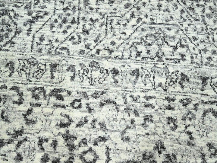 9'1" x 12'0" New Hand Knotted Ivory Wool Rectangle Oriental Rug - MOA10276547