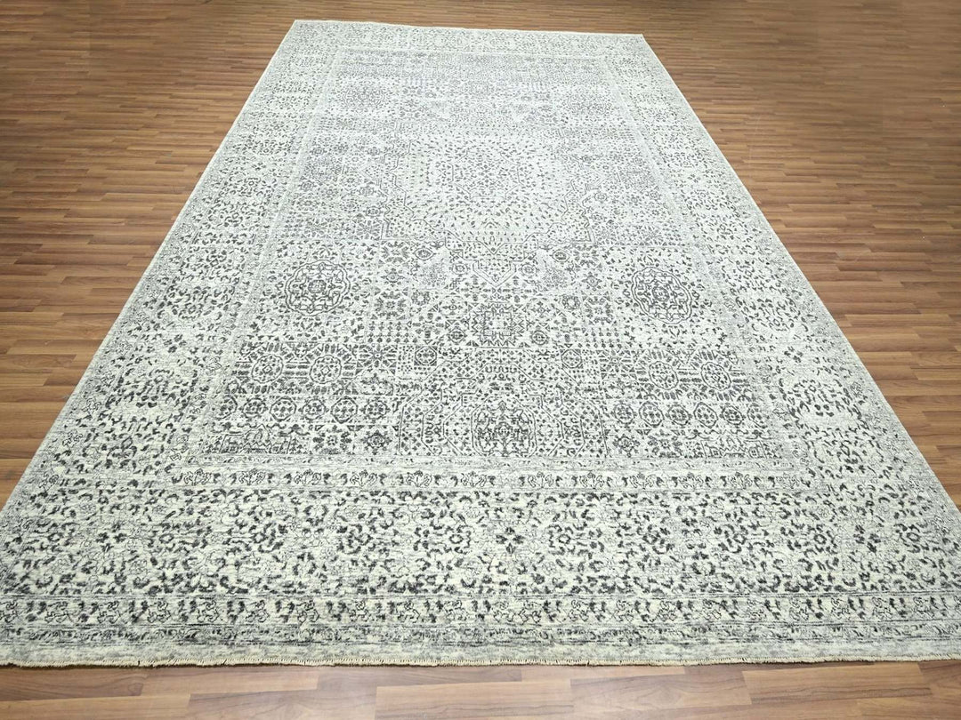 10'0" x 14'0" New Hand Knotted Ivory Wool Rectangle Oriental Rug - MOA10276548