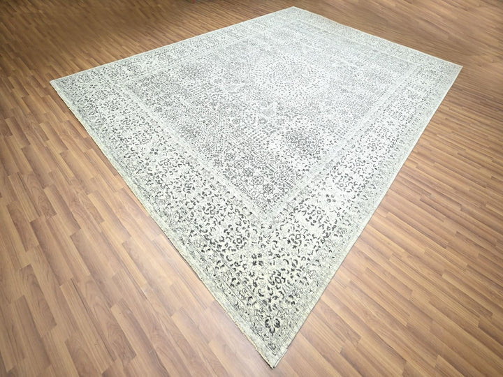 10'0" x 14'0" New Hand Knotted Ivory Wool Rectangle Oriental Rug - MOA10276548