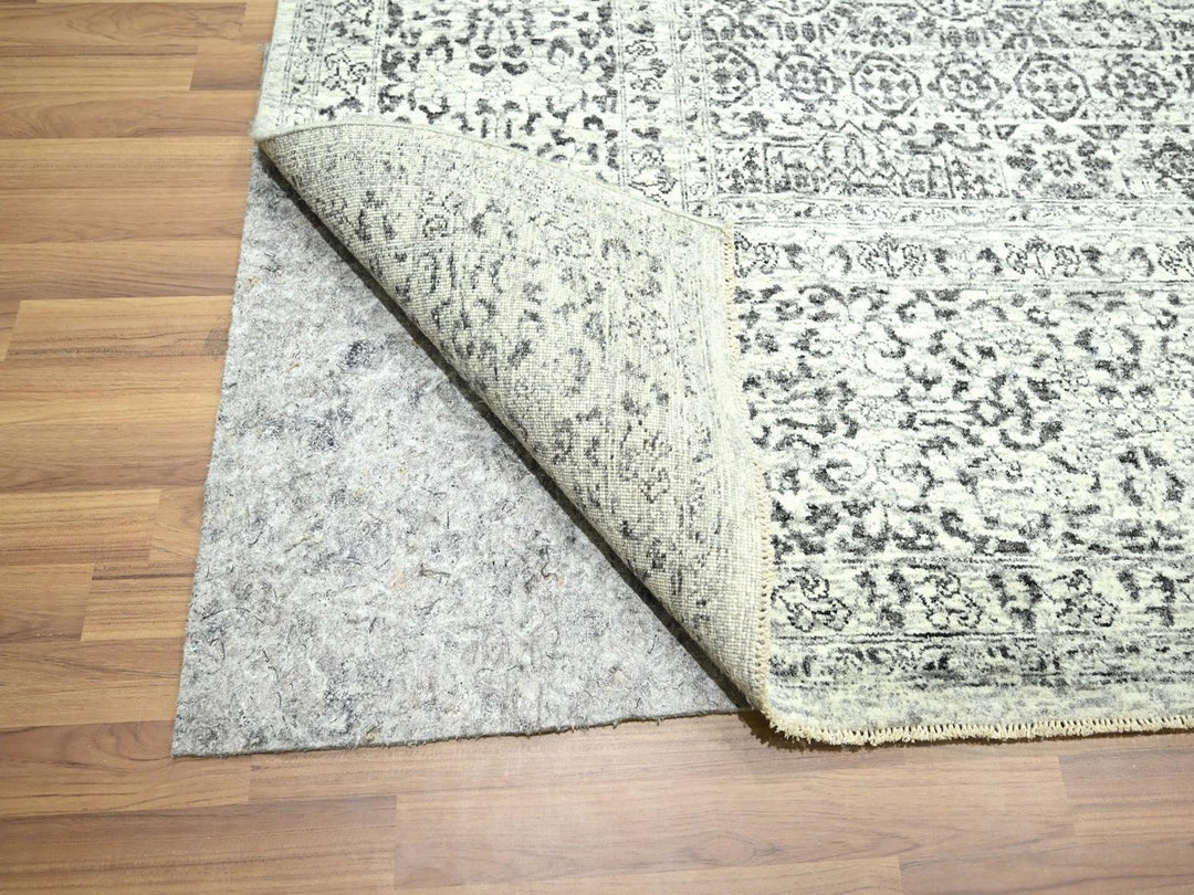 10'0" x 14'0" New Hand Knotted Ivory Wool Rectangle Oriental Rug - MOA10276548
