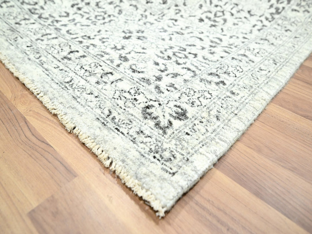 10'0" x 14'0" New Hand Knotted Ivory Wool Rectangle Oriental Rug - MOA10276548