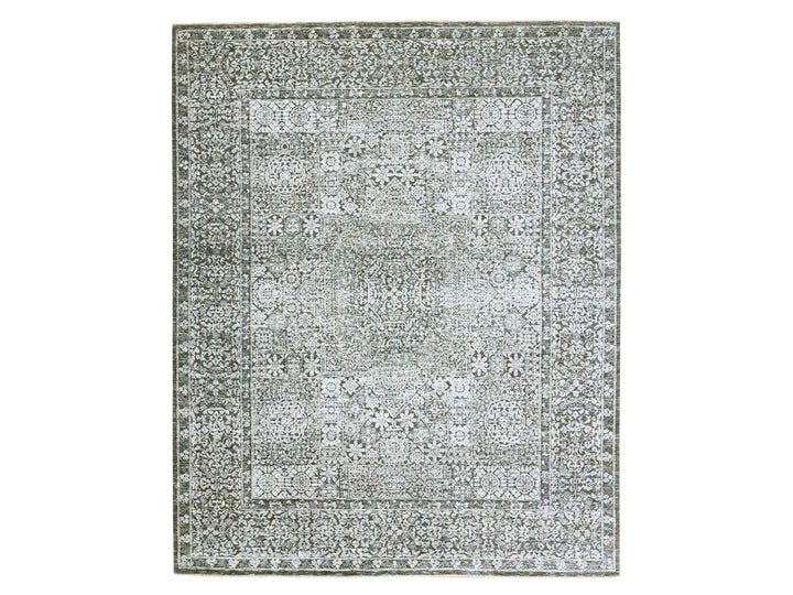 8'2" x 10'2" New Hand Knotted Grey Wool Rectangle Oriental Rug - MOA10276549