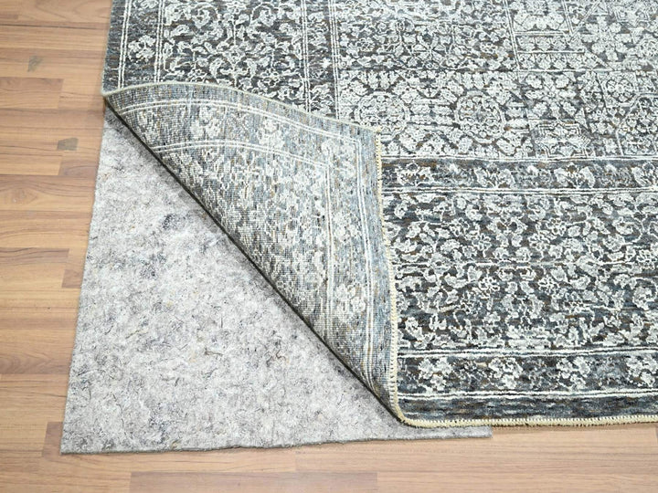 8'2" x 10'2" New Hand Knotted Grey Wool Rectangle Oriental Rug - MOA10276549