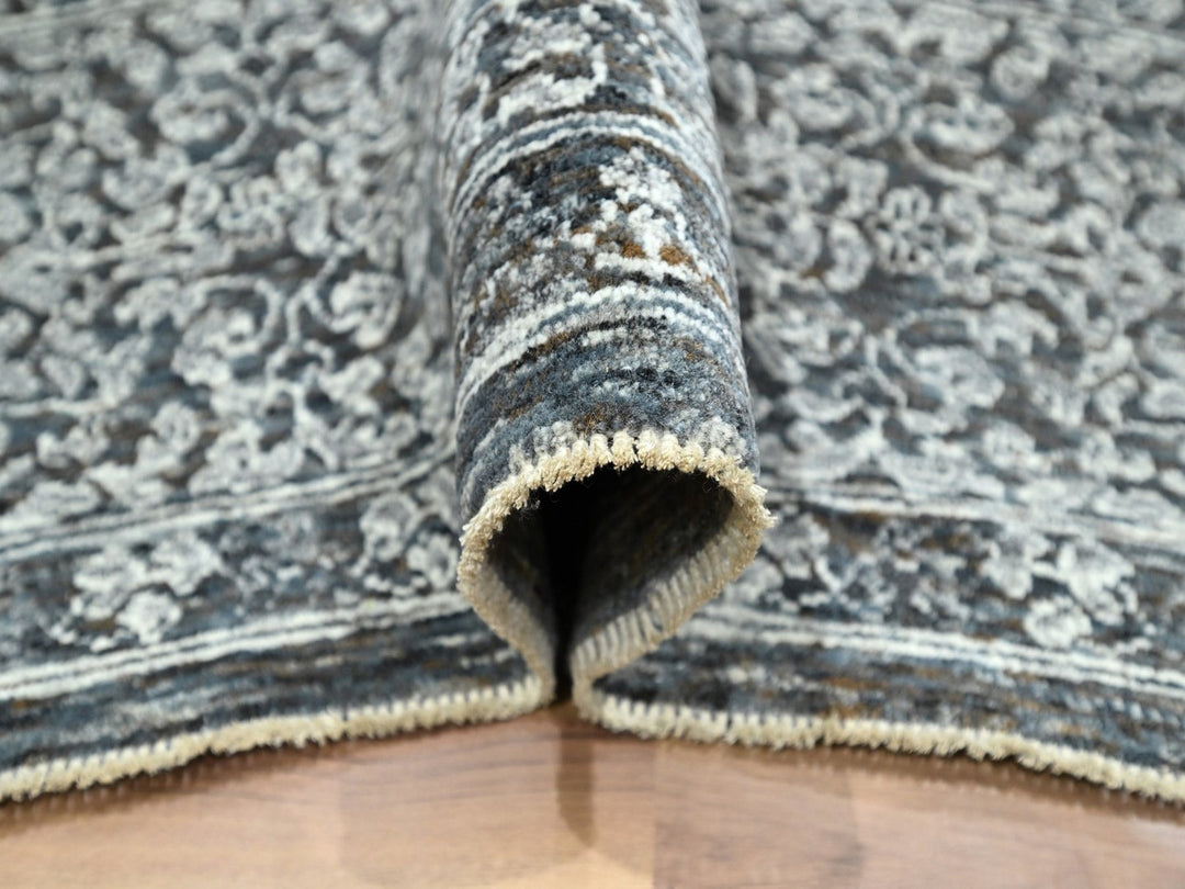 8'2" x 10'2" New Hand Knotted Grey Wool Rectangle Oriental Rug - MOA10276549