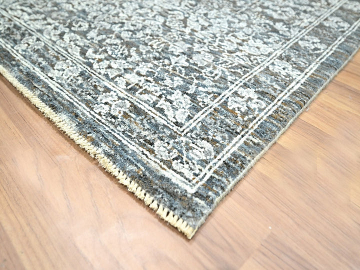 8'2" x 10'2" New Hand Knotted Grey Wool Rectangle Oriental Rug - MOA10276549