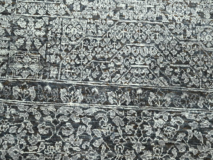 8'2" x 10'2" New Hand Knotted Grey Wool Rectangle Oriental Rug - MOA10276549