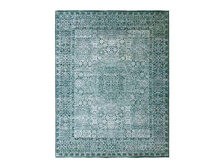 7'11" x 10'3" New Hand Knotted Teal Wool Rectangle Oriental Rug - MOA10276551