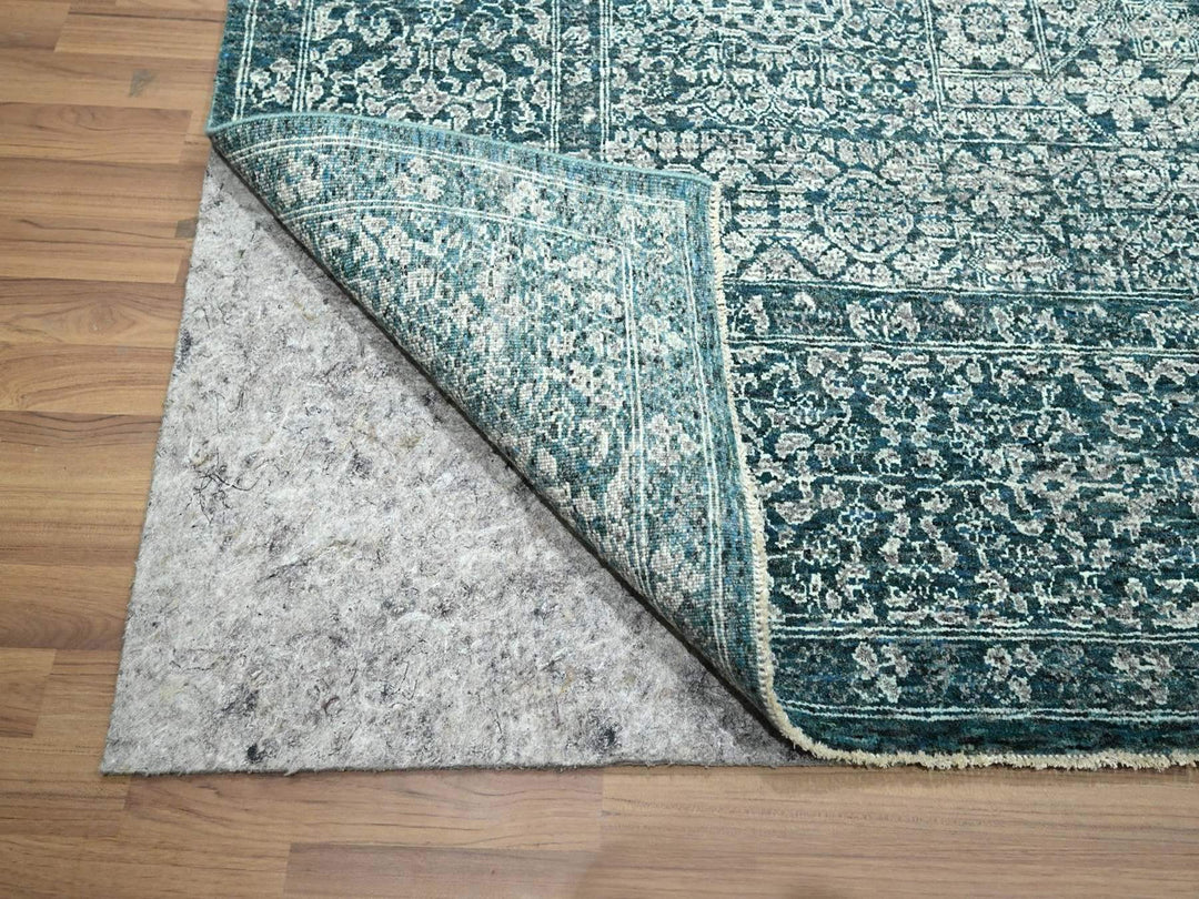7'11" x 10'3" New Hand Knotted Teal Wool Rectangle Oriental Rug - MOA10276551