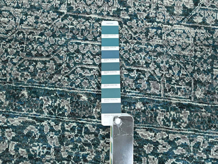 7'11" x 10'3" New Hand Knotted Teal Wool Rectangle Oriental Rug - MOA10276551
