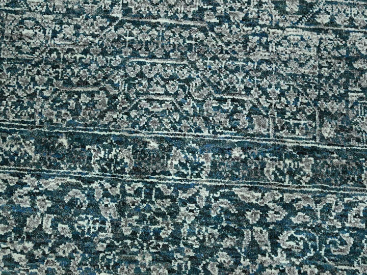 7'11" x 10'3" New Hand Knotted Teal Wool Rectangle Oriental Rug - MOA10276551
