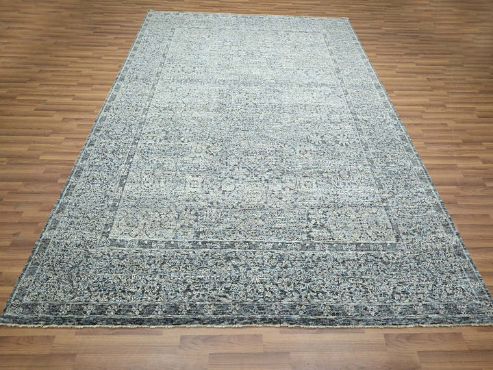 8'0" x 10'2" New Hand Knotted Grey Wool Rectangle Oriental Rug - MOA10276552