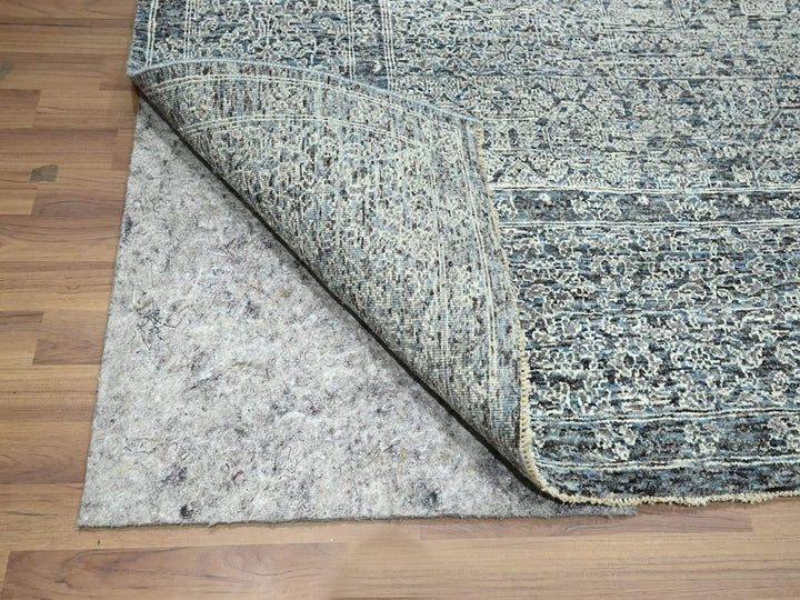 8'0" x 10'2" New Hand Knotted Grey Wool Rectangle Oriental Rug - MOA10276552